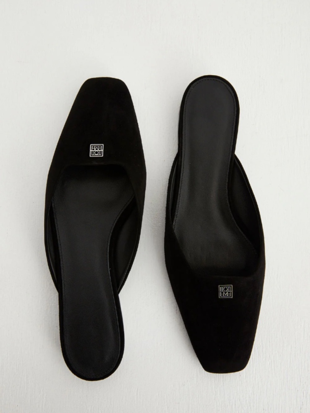 ★100% Authentic NEW Org. $530 Toteme Suede Flat Mules Black EU40★